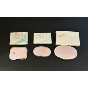 Mary Kay Compacts Pink Mirrored Lot of 3 Blush Foundation Eye Refillable NOS #2